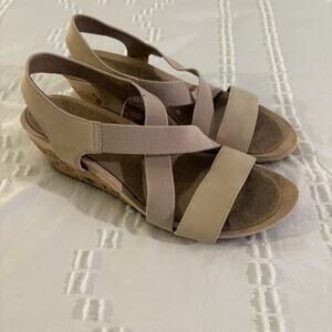 Lightweight Neutral Minimalist Cork Wedges Sandals Resort Wear Spring Summer 8M